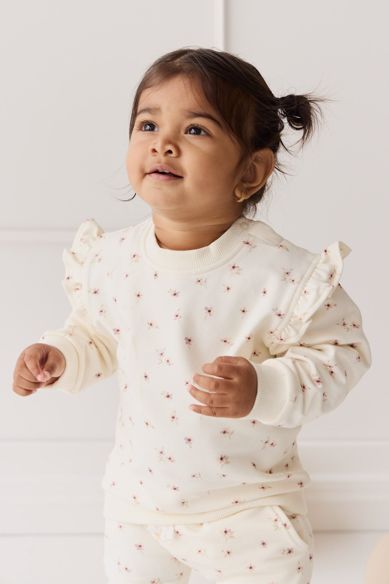 Organic Cotton Maple Sweatshirt - Simple Flowers Egret
