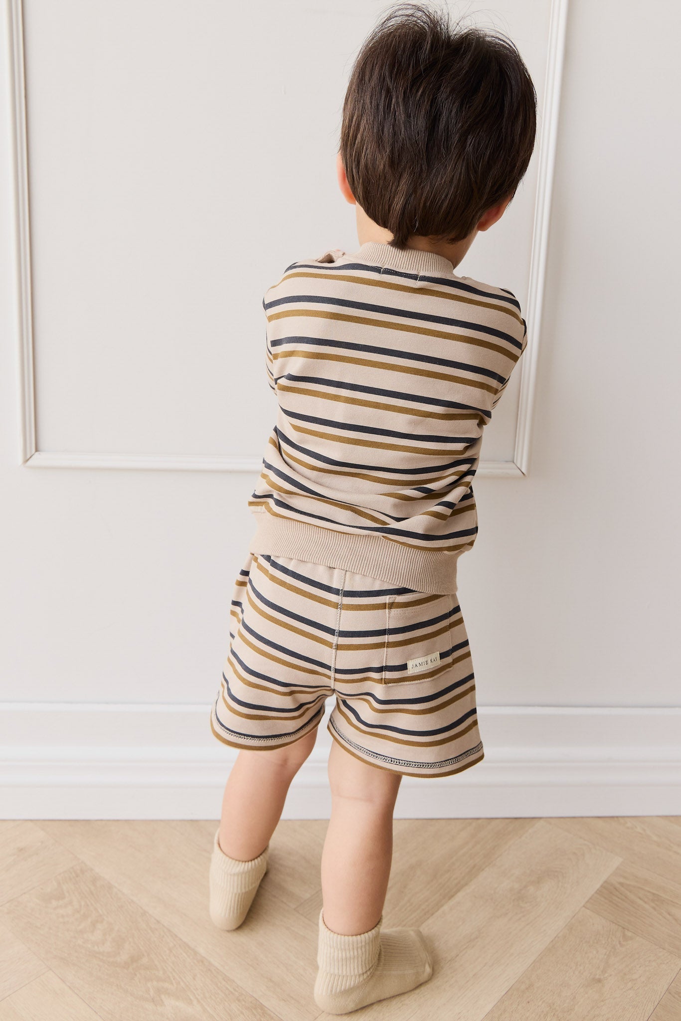 Organic Cotton Jalen Oversized Jumper - Raynor Stripe Pale Khaki