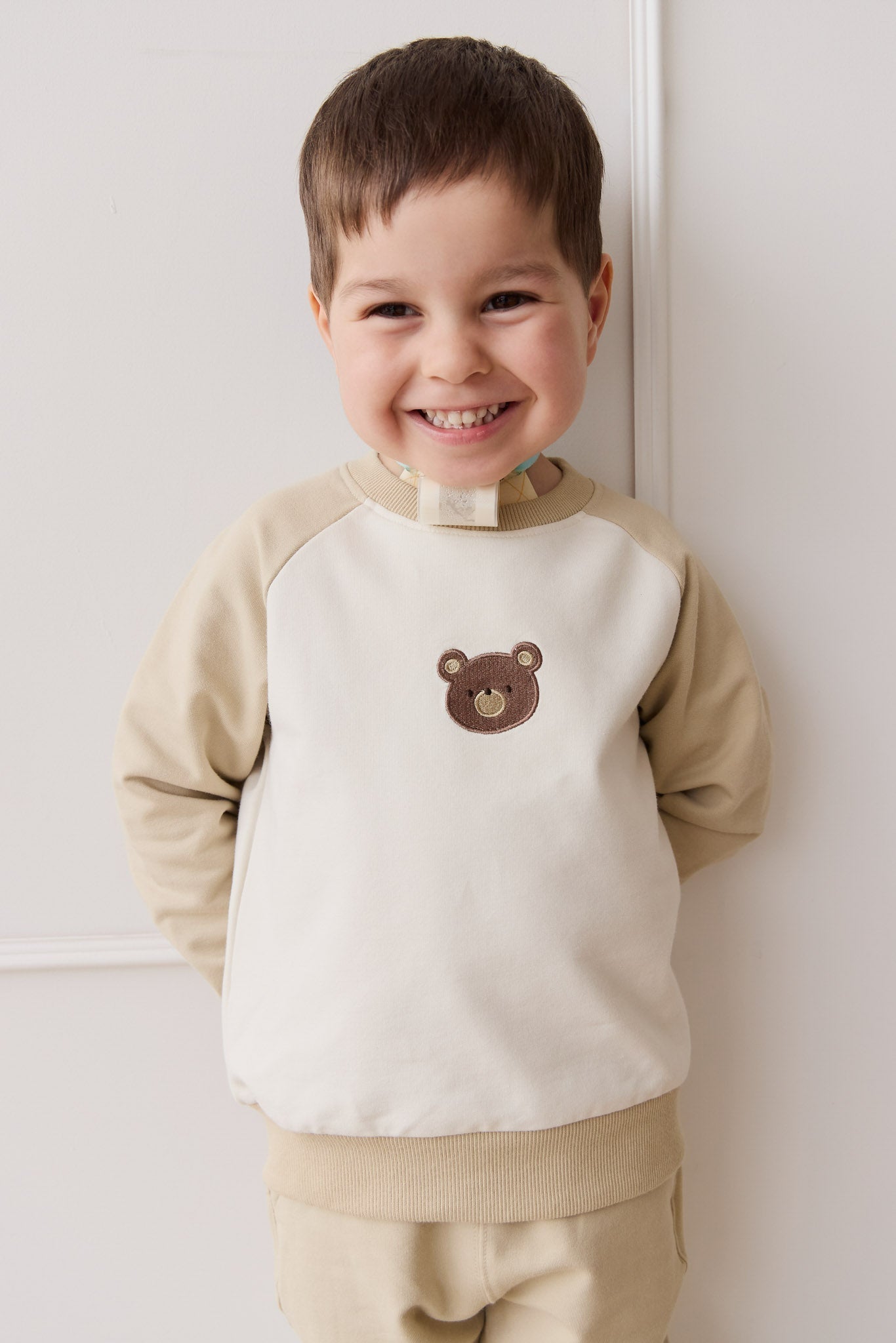 Organic Cotton Tao Sweatshirt - Biscuit/Cloud Bobbie Bear