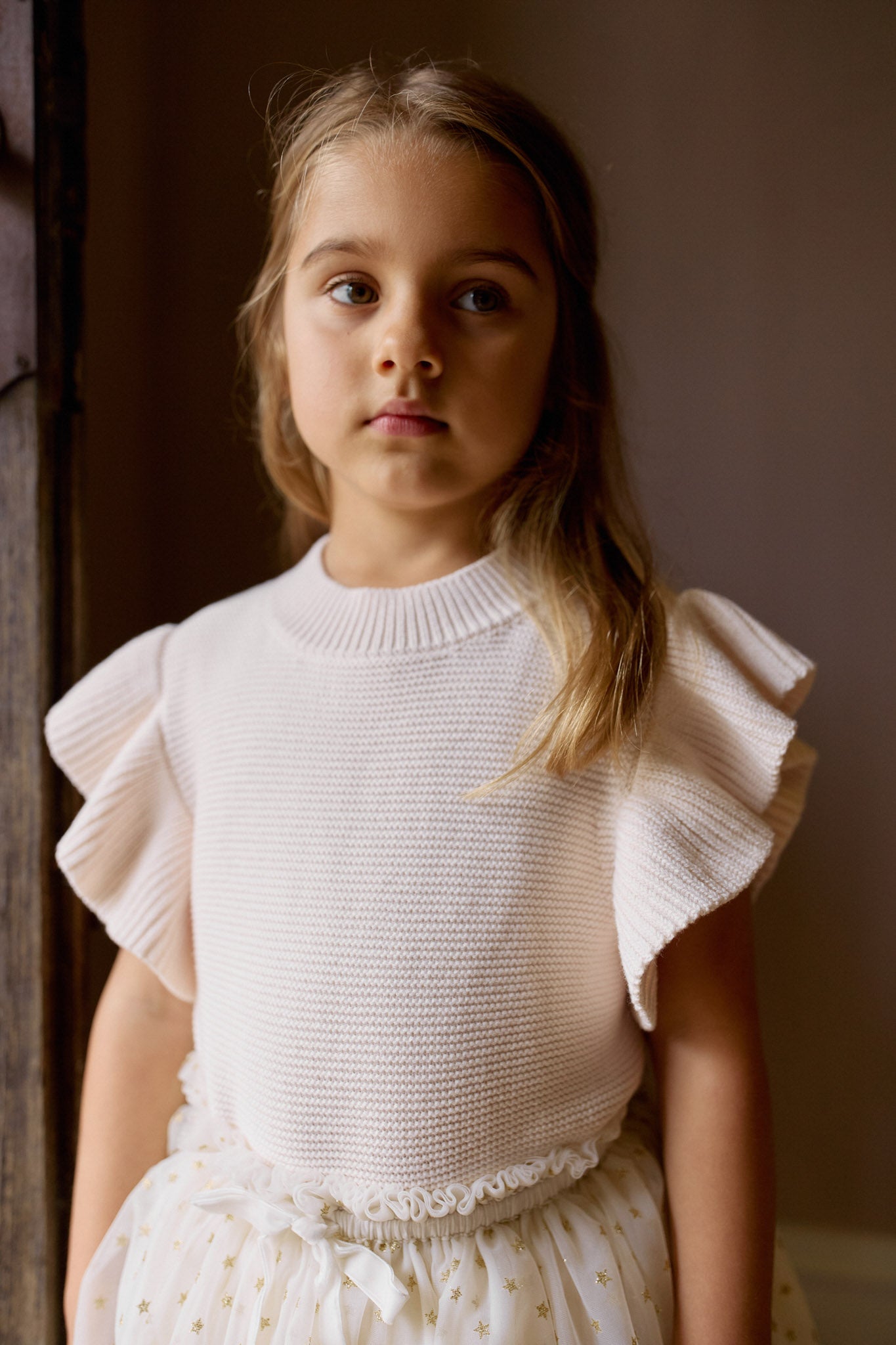 Caroline Frill Vest - Berry Cream
