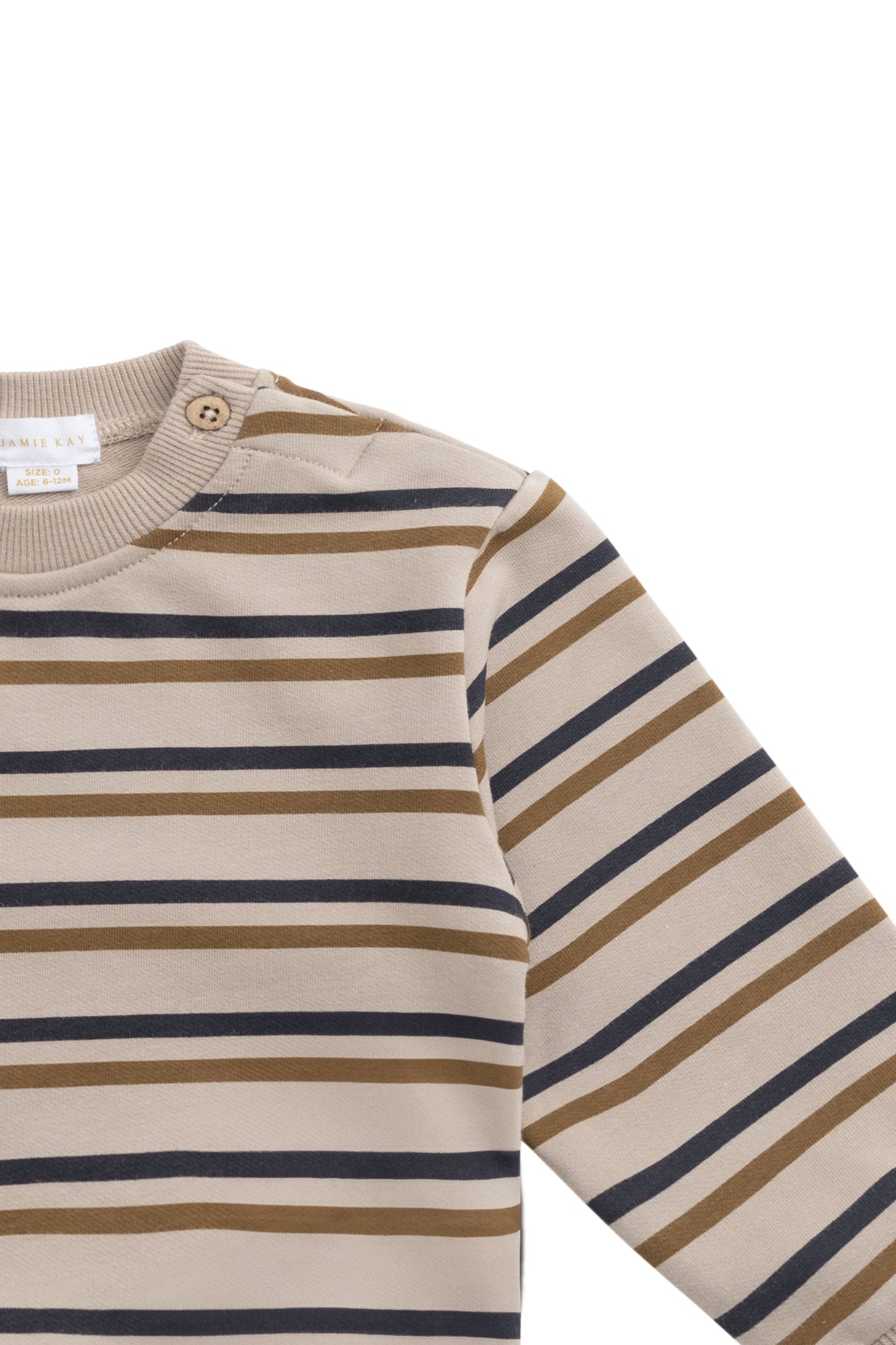 Organic Cotton Jalen Oversized Jumper - Raynor Stripe Pale Khaki