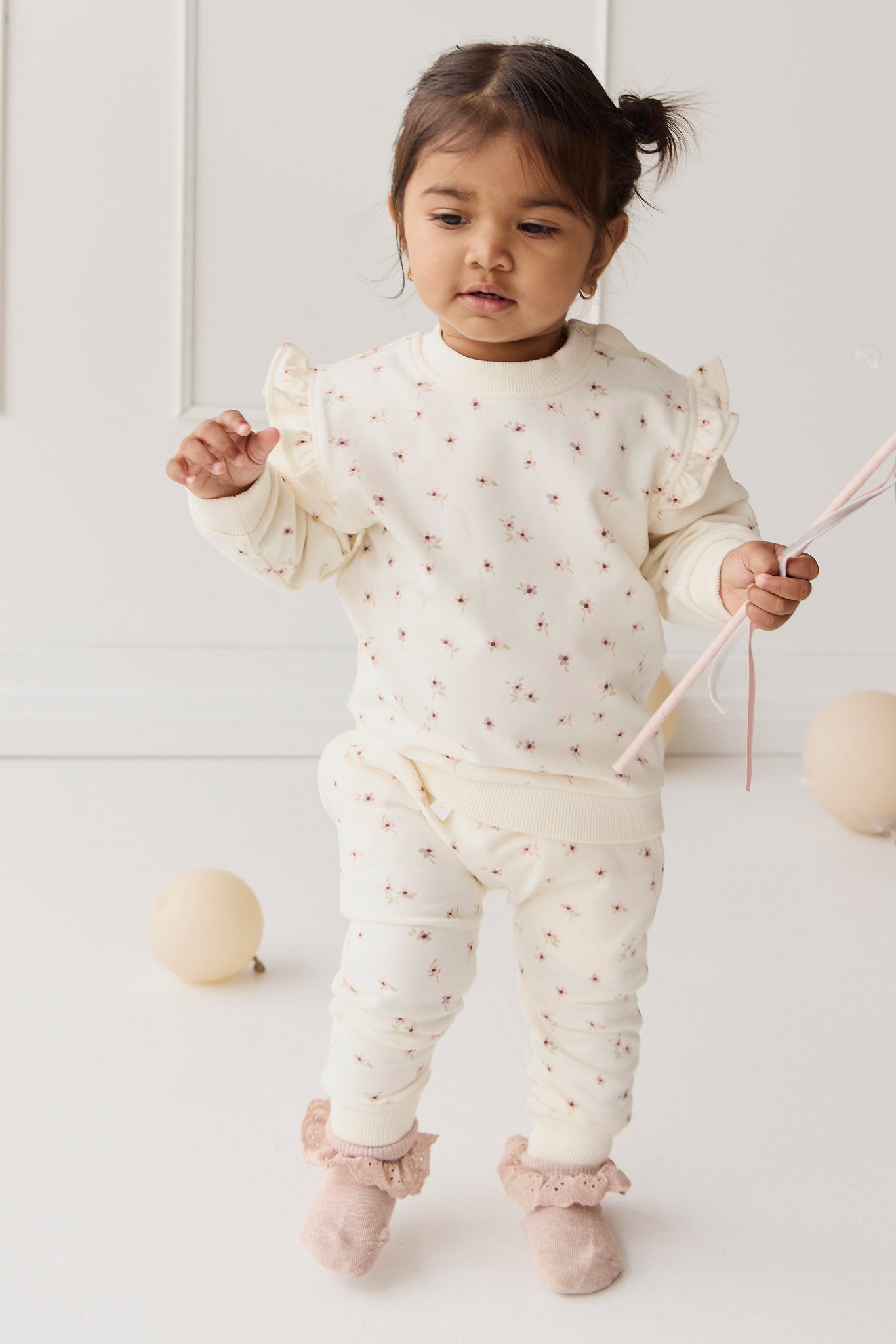 Organic Cotton Maple Sweatshirt - Simple Flowers Egret
