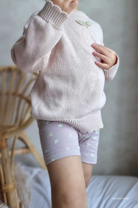 Organic Cotton Everyday Bike Short - Simple Flowers Lilac