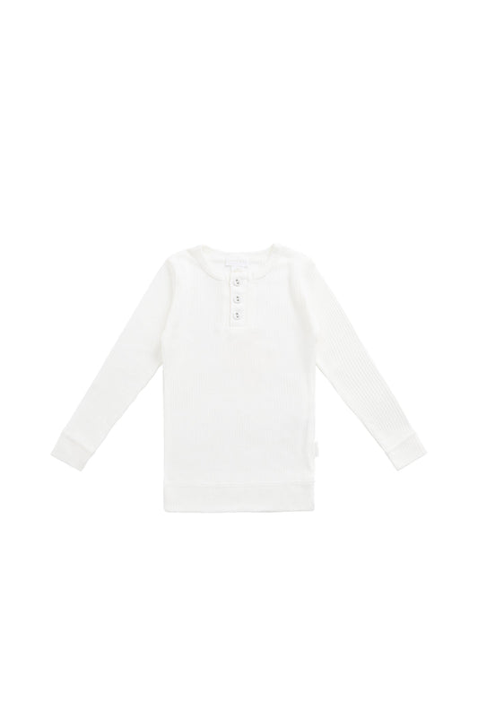 Organic Cotton Modal Long Sleeve Henley - Milk
