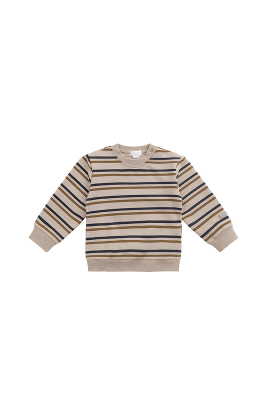 Organic Cotton Jalen Oversized Jumper - Raynor Stripe Pale Khaki