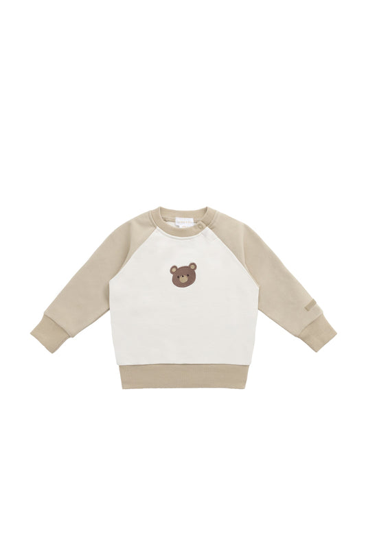 Organic Cotton Tao Sweatshirt - Biscuit/Cloud Bobbie Bear
