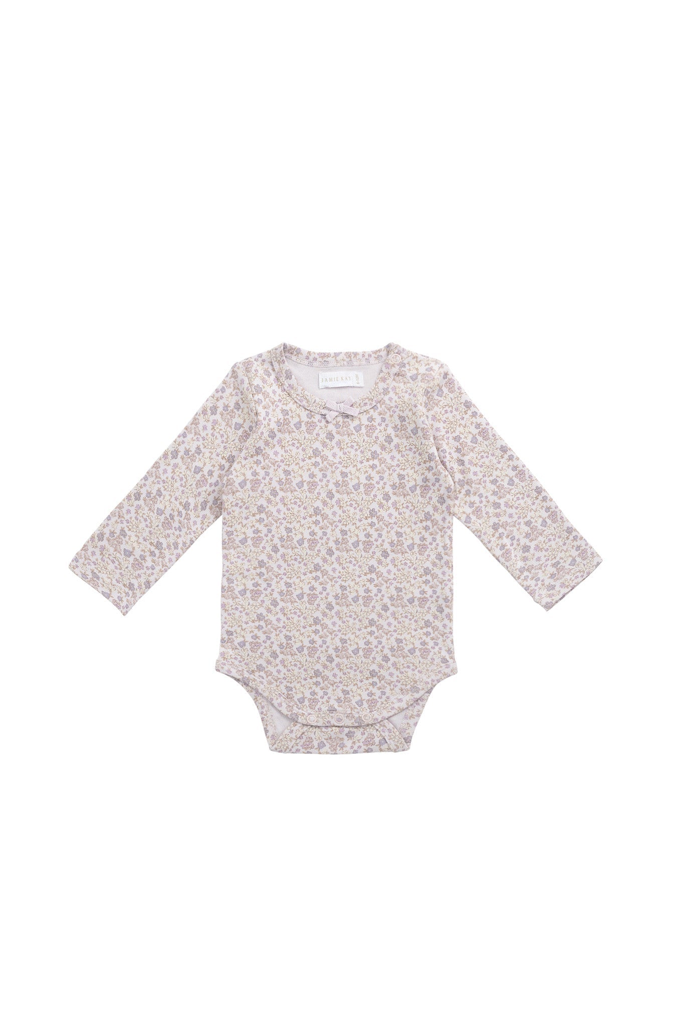 Organic Cotton Long Sleeve Bodysuit - Amber Floral Lilac Ash