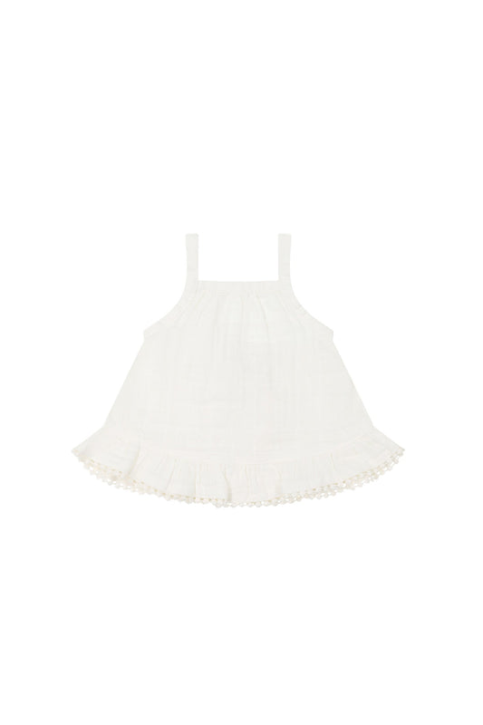 Organic Cotton Muslin Zoe Top - Parchment