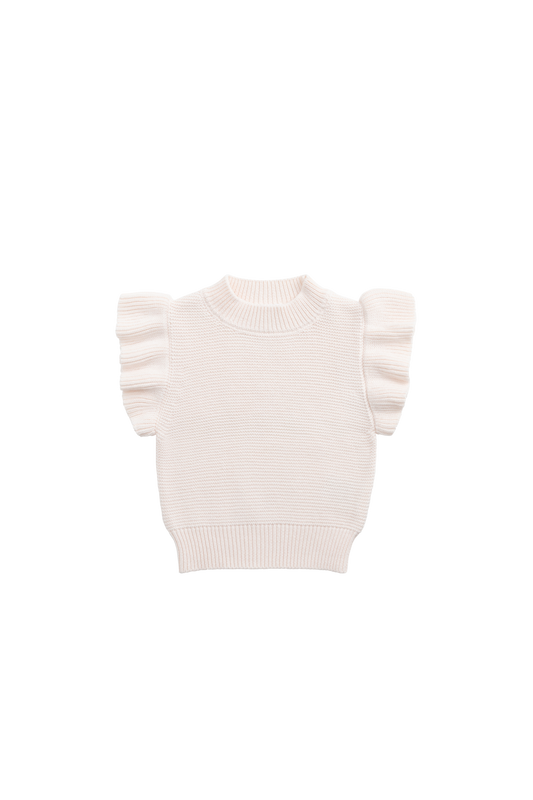 Caroline Frill Vest - Berry Cream